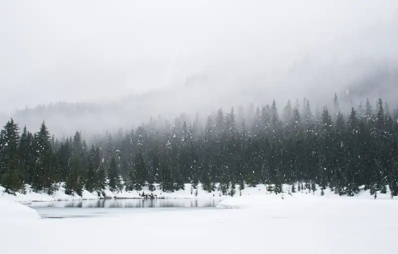 Paysage alpin des Pyrenees en hiver avec neige et rochers, habitat naturel du lagopede alpin